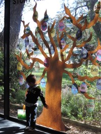 Posing in front of the Easter Tree